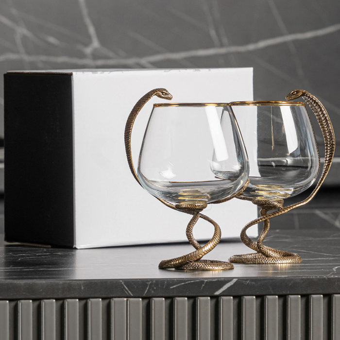 A set of glasses for cognac "Charente. Snake" for 2 persons
